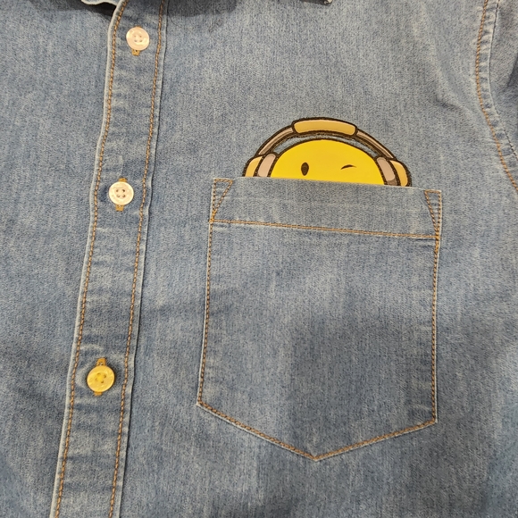 Bundle Smiley Face Denim and Blue Button-Up - Picture 3 of 5